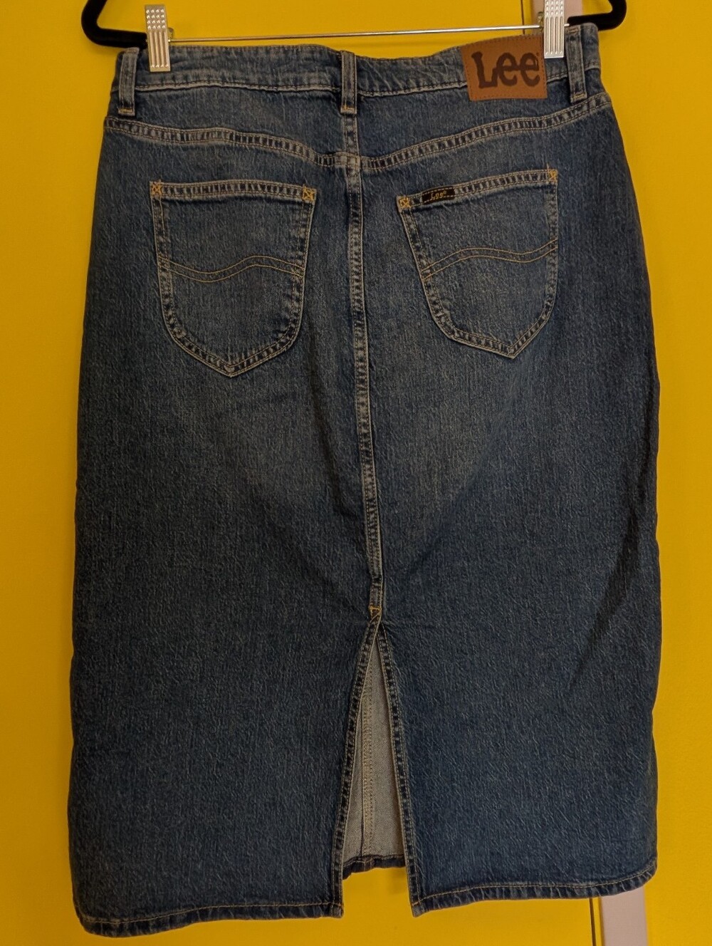Lee Blue Denim Midi Skirt with Front Seam - Picture 3 of 5